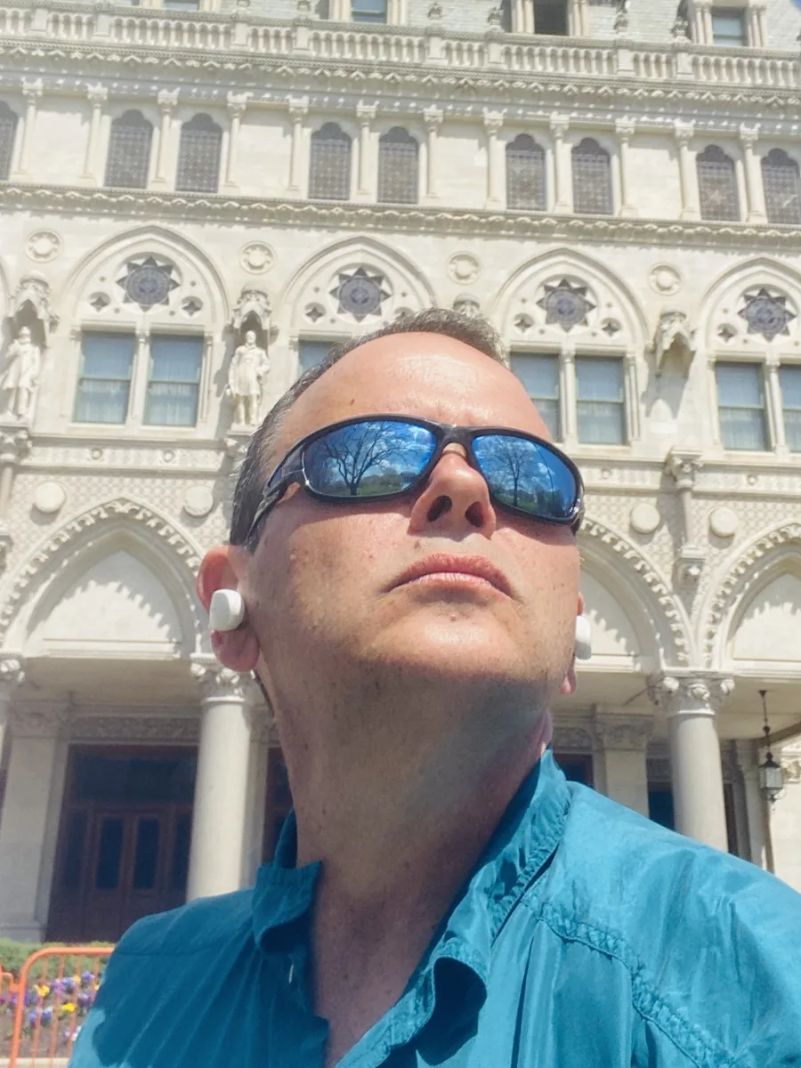 Dan Newmyer outside the Connecticut State Capitol in Hartford
